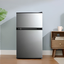 Mainstays 3.2 cu ft 2-Door Compact Refrigerator with Freezer, Stainless-Steel