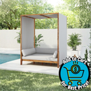 Scott Living Outdoor Solid Frame Patio Daybed with Canopy Curtain and Washable Cushions and Detachable Pillows - Grey