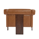 Brown Faux Leather Mid-Century Modern Accent Armchair – Wood Frame