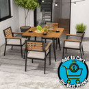 5-Piece Acacia Wood Outdoor Patio Dining Set with Table & 4 Cushioned Chairs