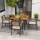 5-Piece Acacia Wood Outdoor Patio Dining Set with Table & 4 Cushioned Chairs