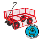 Garvee Steel Garden Cart 500 LBS Capacity 34x18 Inch Mesh Utility Wagon Red