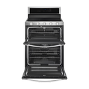 Whirlpool 30-in 5 burners 3.9-cu ft / 2.1-cu ft Convection Oven Freestanding Double Oven Gas Range ( Stainless Steel )