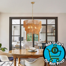 Sevenine Rerhill 7-Light Matte Gold Boho Rattan Lighting 3-Tier Pendant Design Chandelier