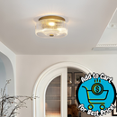 Kirahee 3-Light Ribbed Clear Glass Drum Semi Flush Mount Ceiling Light