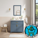 allen + roth Lancashire 36-in Chambray Blue Undermount Single Sink Bathroom Vanity with White Engineered Stone Top (Fully Assembled)