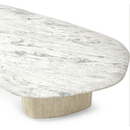 Palecek Caleb Modern Classic White Marble Grey Hardwood Coffee Table - Short