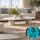 Palecek Caleb Modern Classic White Marble Grey Hardwood Coffee Table - Short