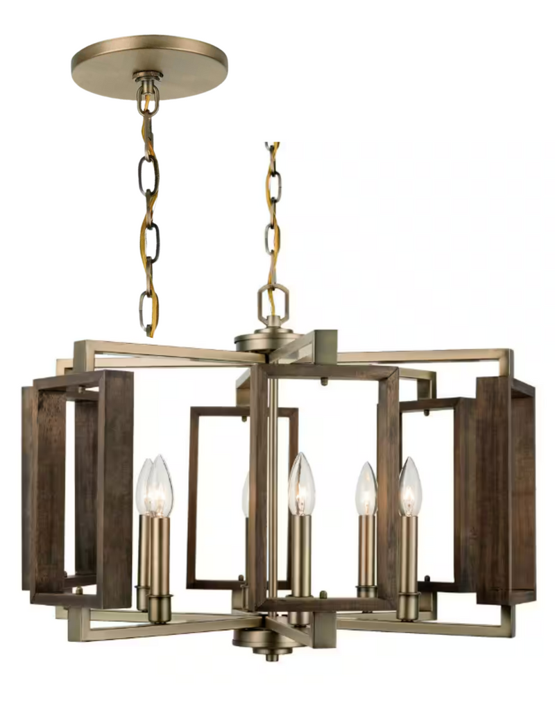 Home Decorators Collection Zurich 6-Light Soft Gold Chandelier with Wood Accents