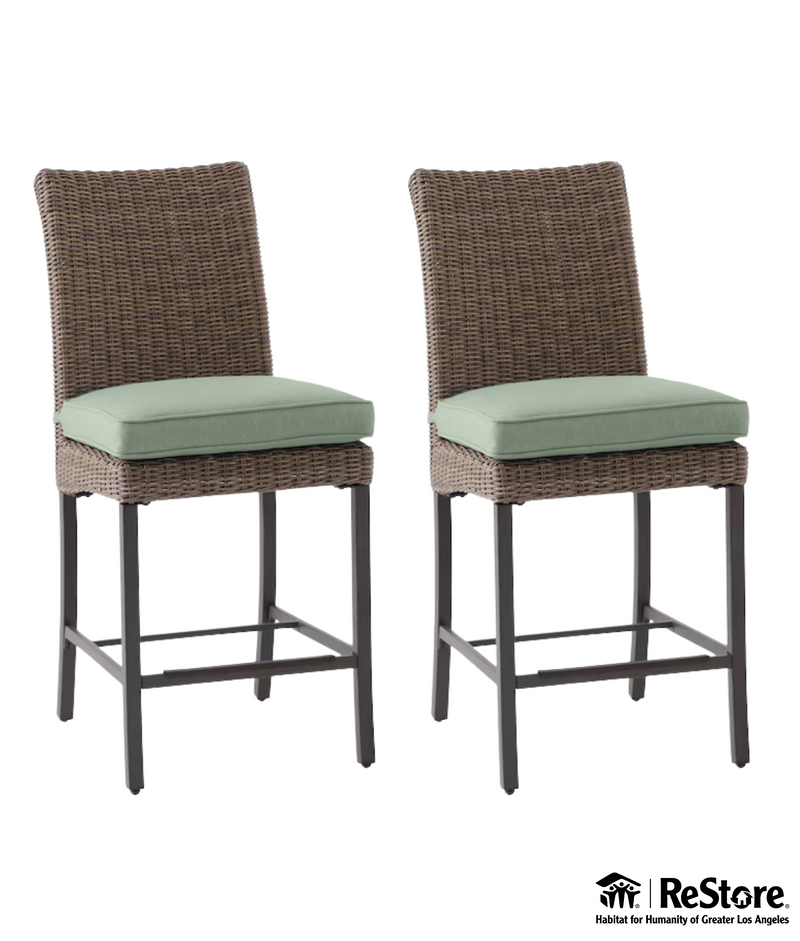 allen + roth Isla Park Wicker Brown Steel Frame Chairs (ONLY) Set of 2