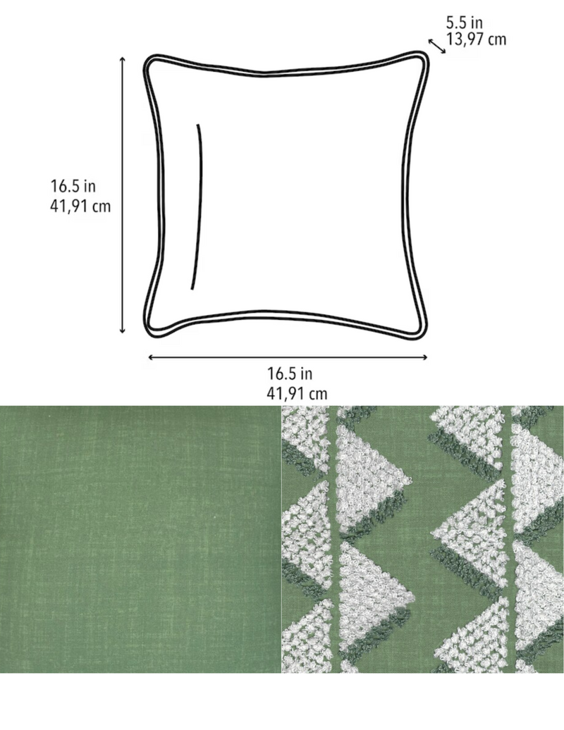 allen + roth Zig Zag Graphic Print Green Square Throw Pillow Set of 4