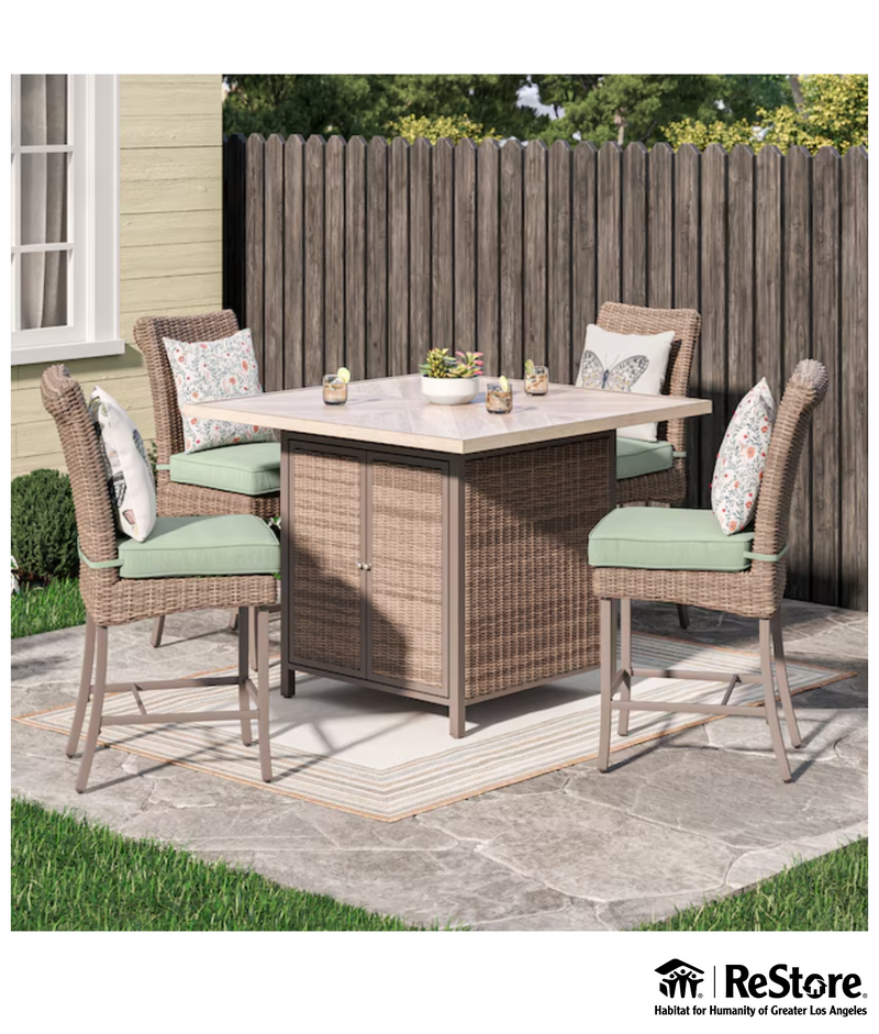 allen + roth Isla Park Wicker Brown Steel Frame Chairs (ONLY) Set of 2