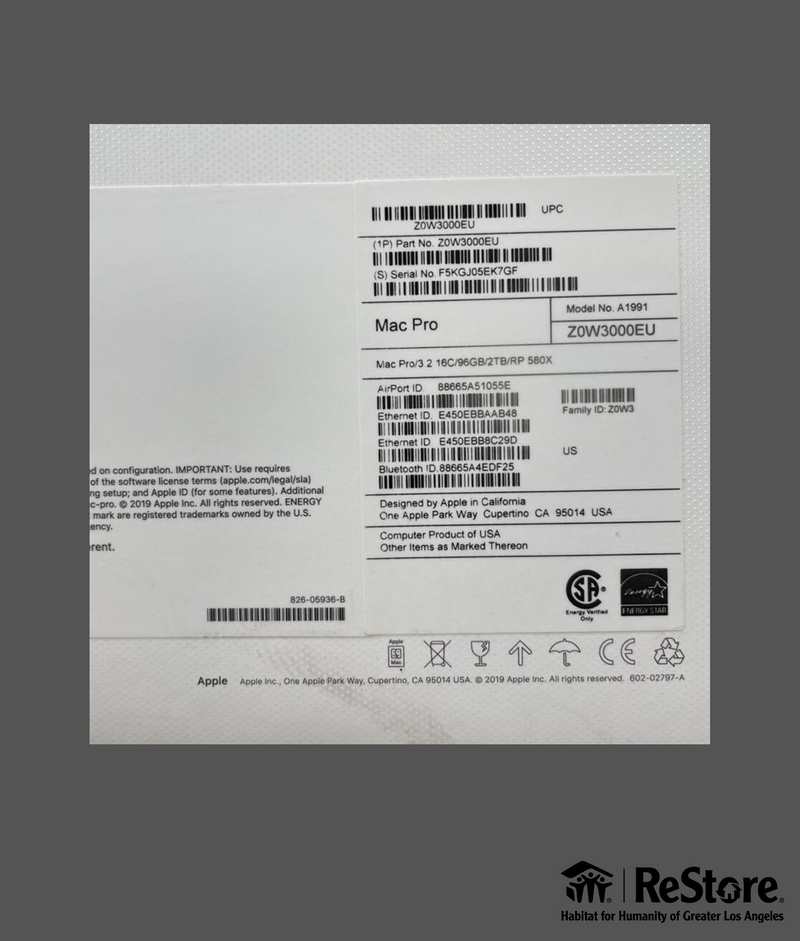 2019 Apple Mac Pro 3.2 16C/96GB/2TB/RP 580X