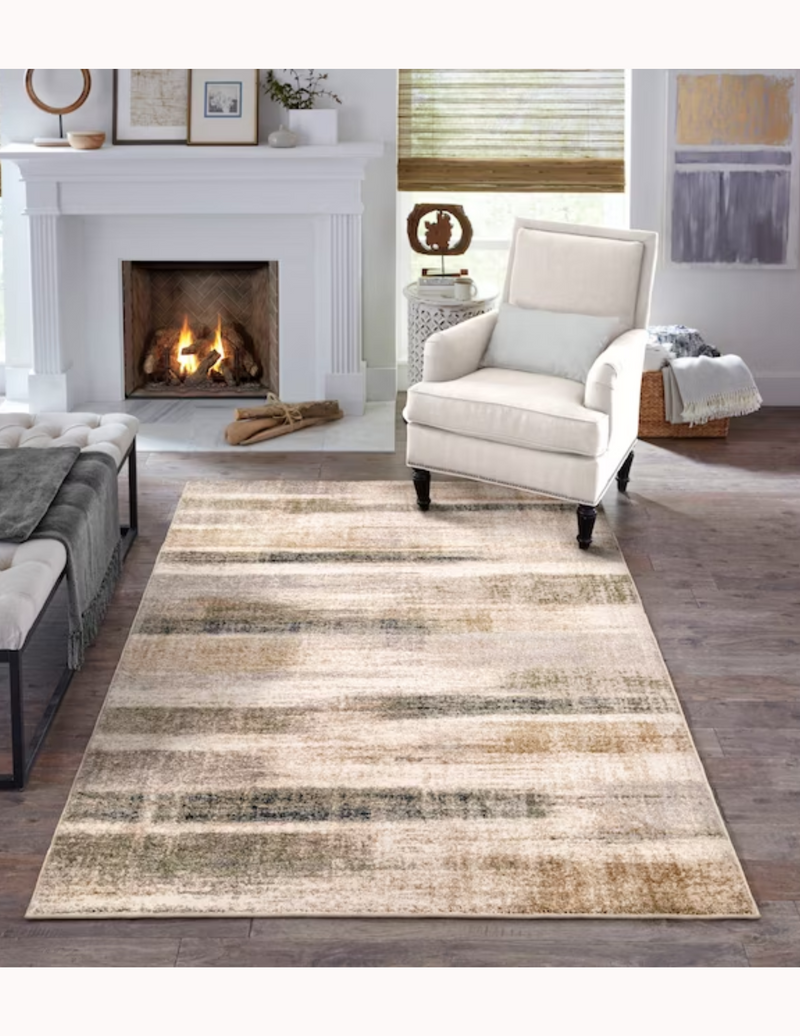 allen + roth with STAINMASTER Multiscape 5 x 8 Cream Indoor Abstract Farmhouse/Cottage Area Rug
