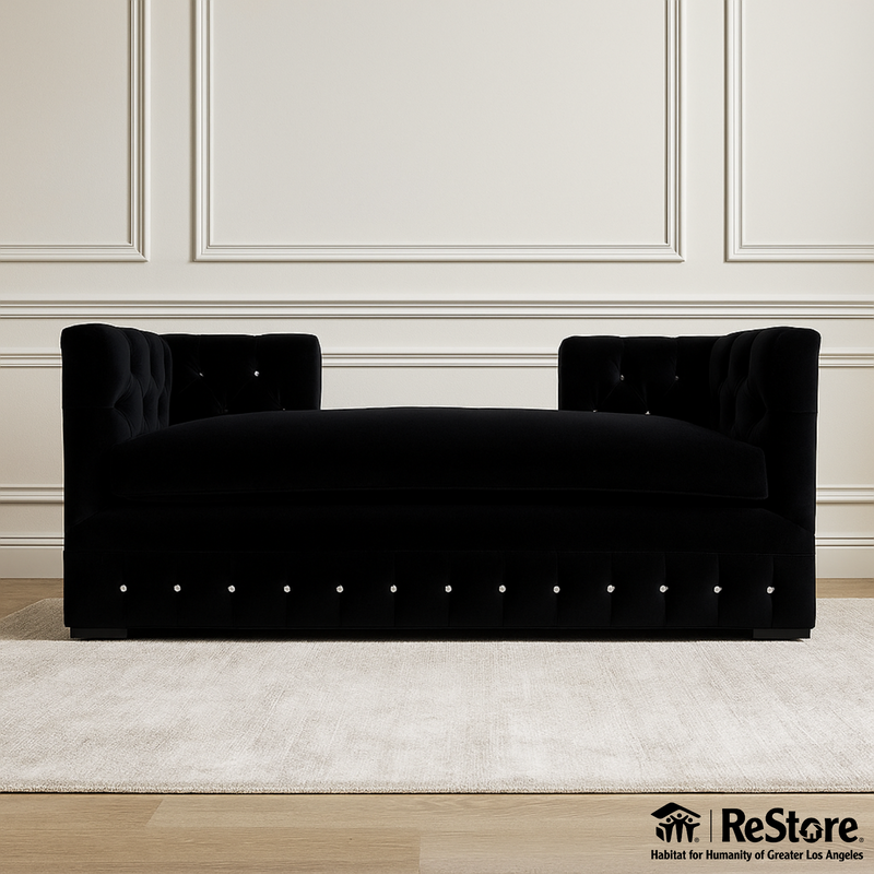 Bespoke Custom Luxury Black Tufted Chaise Bench