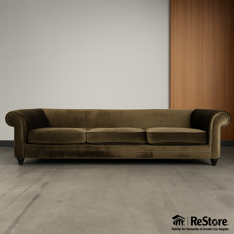 Bespoke Custom chesterfield Brown Velvet Sofa 108”