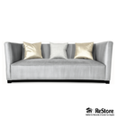 Bespoke Barrel Back Grey Velvet Sofa 96"