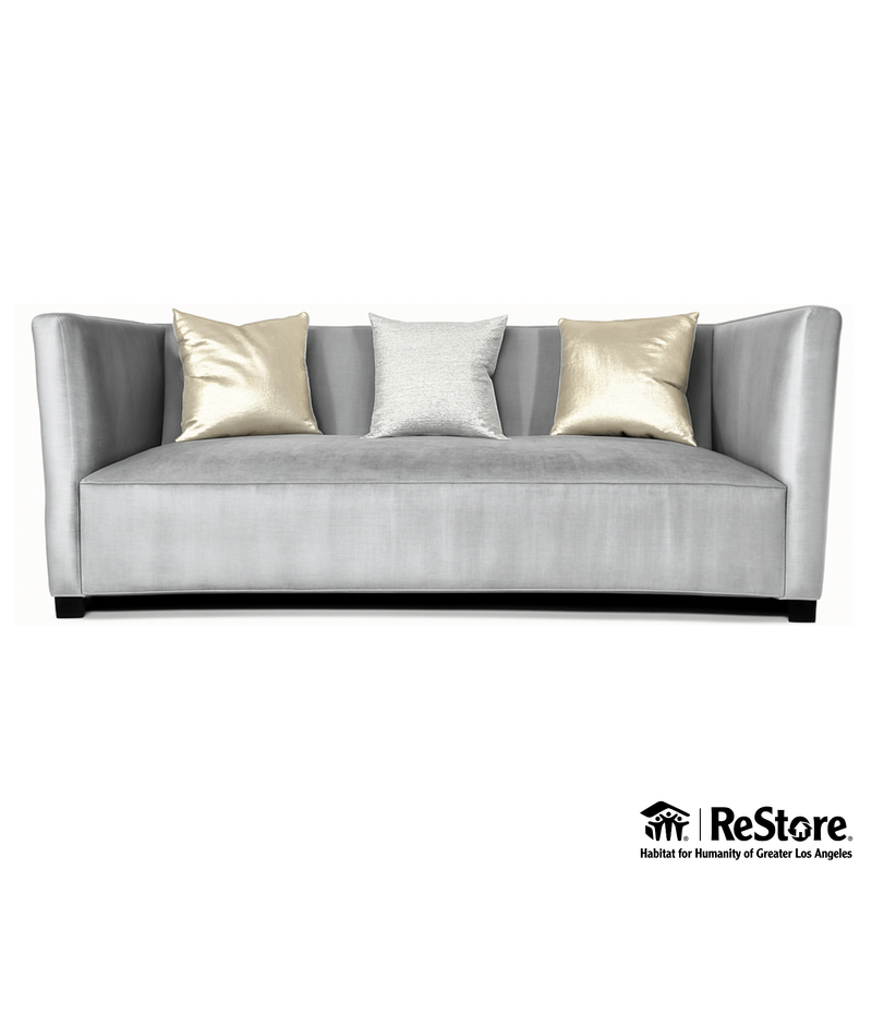 Bespoke Barrel Back Grey Velvet Sofa 96"
