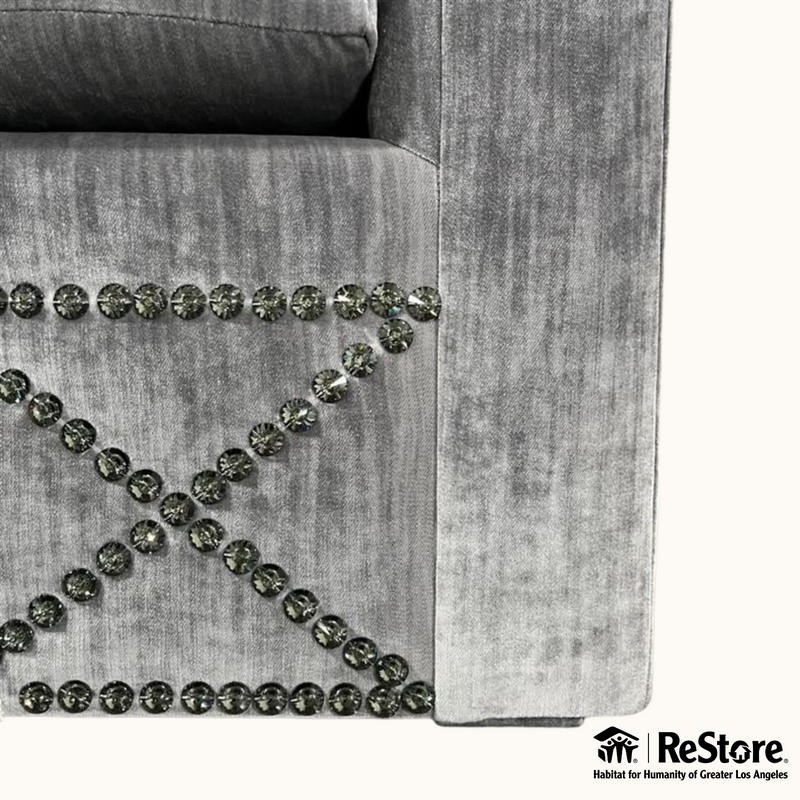 Bespoke Custom Glam Tufted Crystal Nailhead Loveseat 66"