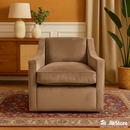 Custom Suede Gray Swivel Arm Chair