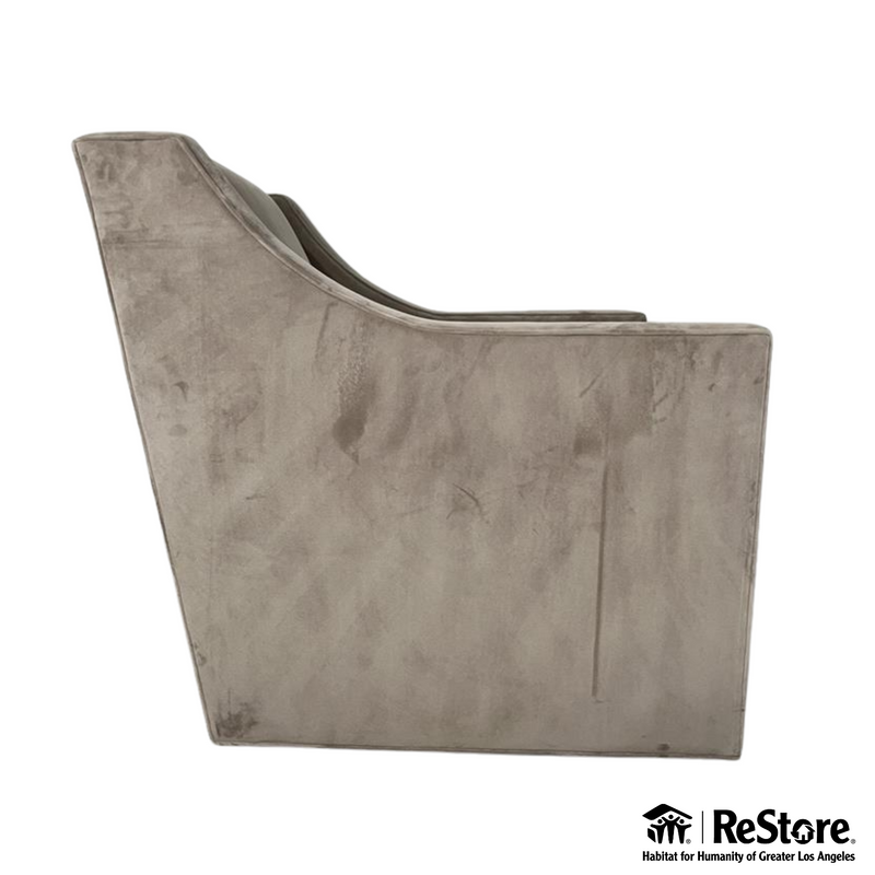 Custom Suede Gray Swivel Arm Chair