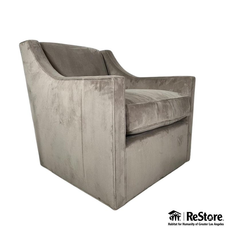 Custom Suede Gray Swivel Arm Chair