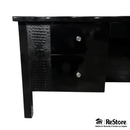 Black Lacquer Executive Desk with Crocodile Leather and Crystal Drawer Pulls