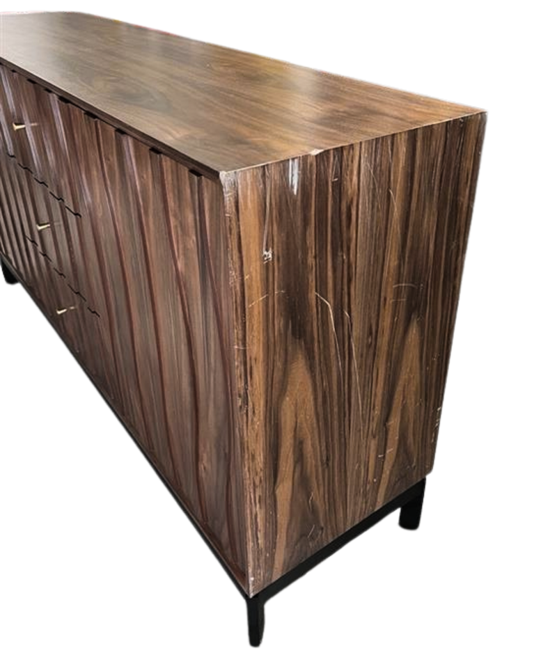 Povision 59" Mid-Century Modern Walnut Wood Storage Cabinet