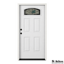 36" x 80" White Fiberglass Exterior Pre Hung Door – Half-Lite Arched Glass