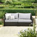 Better Homes & Gardens Bellamy Sofa, Dark Brown Wicker/Gray Cushions