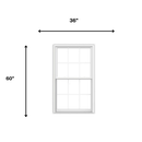 JELD-WEN V-2500 36" x 60" White Exterior White Interior Vinyl Double Hung Window Double Pane Glass with Grids (Full Screen Included)