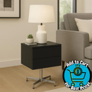 Black Contemporary Nightstand With 2  Drawers