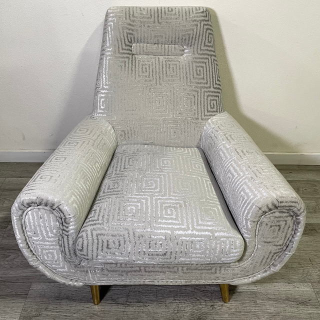 Geometric Cut Velvet Upholstered Accent Chair