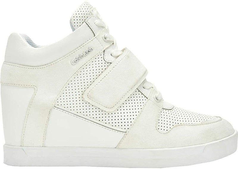 Calvin Klein Womens Frances Eco Smooth Fashion Sneakers White 5.5W (Med)