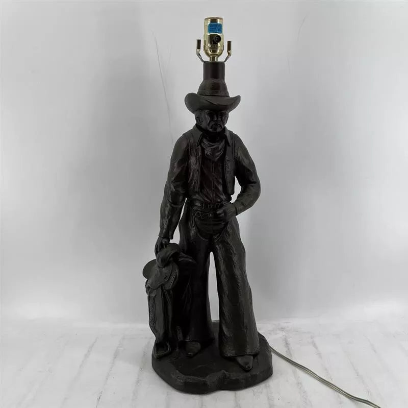 Vintage 1970s Western "Daybreak" Cowboy Lamp & Shade