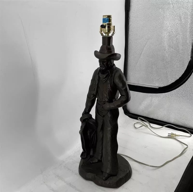 Vintage 1970s Western "Daybreak" Cowboy Lamp & Shade