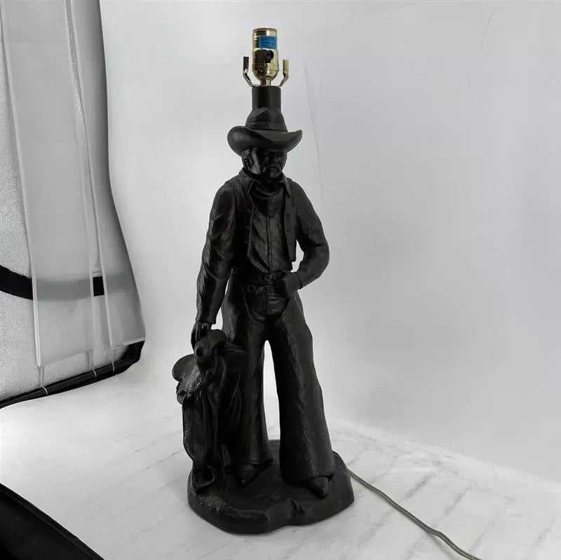 Vintage 1970s Western "Daybreak" Cowboy Lamp & Shade