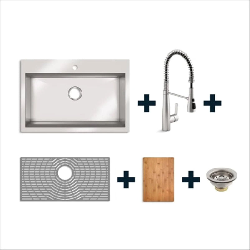 Kohler Pro-Inspired 33" Top-/Undermount Single-bowl Kitchen Sink Kit