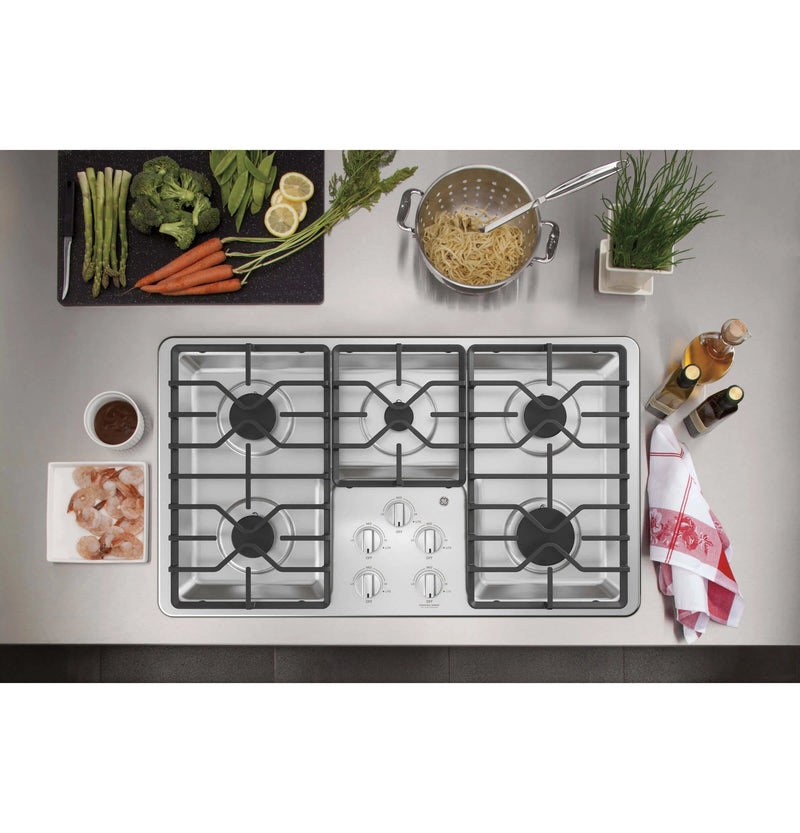 GE 36-in 5 burners Stainless steel Gas Cooktop