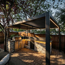 PURPLE LEAF Caesar Solar Louvered Pergola with LED Strip Lights and Control Panel Aluminum Outdoor Pergola with Adjustable Roof