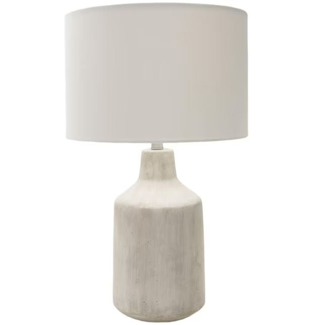 Surya Foreman 25-in Light Gray Table Lamp with Linen Shade