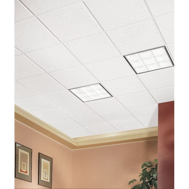 Armstrong Ceilings Fissured 24-in x 24-in White Drop Ceiling Tile 16-Pack