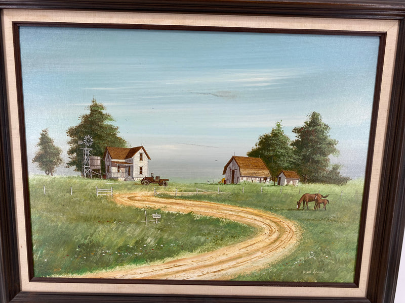 R. Don Hutchins Rural Farm America - Original Oil Painting
