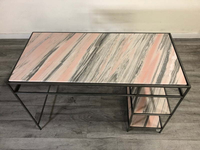 Four Hands Marlow Kaia Iron Desk w/ Pink Marble
