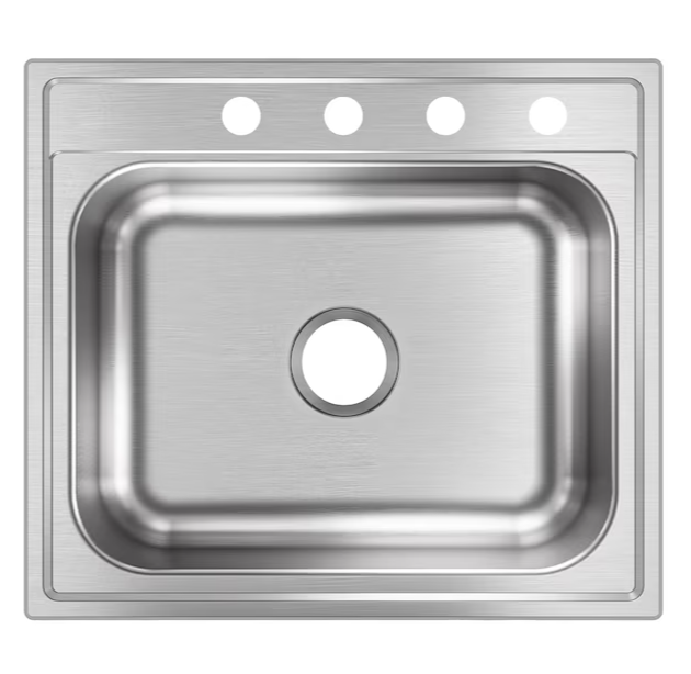 Elkay Drop-In 25-in x 22-in Satin Stainless Steel Single Bowl 4-Hole Kitchen Sink