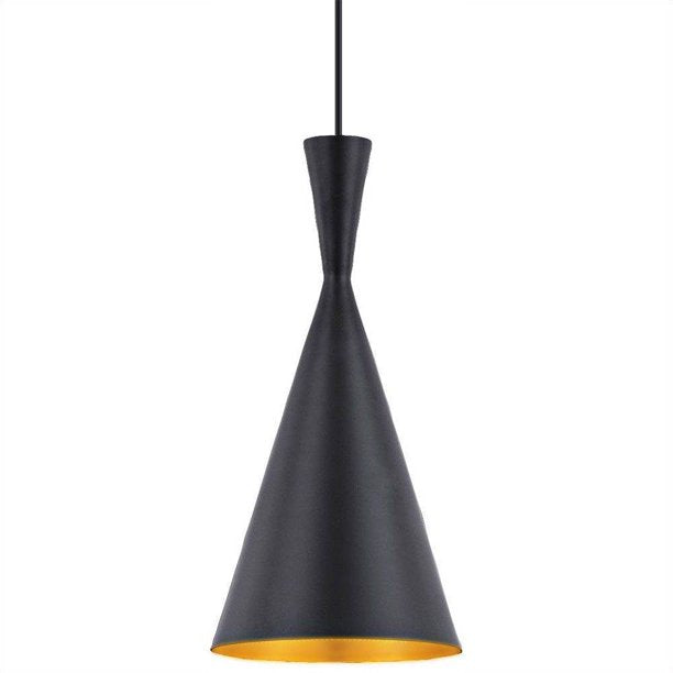 Bromi Design Berkley 1 Light Pendant - Black with Orange Interior Cone Shade