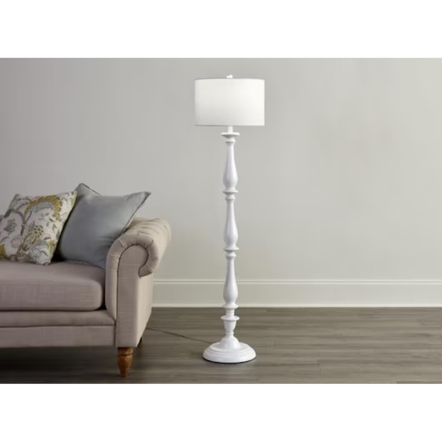 Style Selections Westover 60" White Shaded Floor Lamp