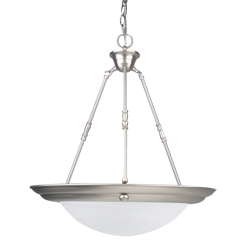 Sunset Lighting Two Light Bowl Pendant Faux Alabaster Glass  with Satin Nickel Finish